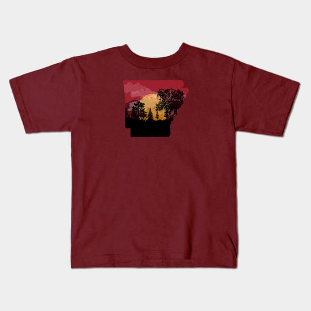 Arkansas Sunset (NO distress) Kids T-Shirt by rt-shirts